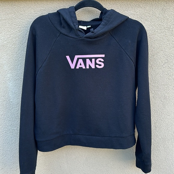Vans 🔥 Flying V Boxy Cropped Hoodie Sweatshirt Logo Graphic Print Sz M - Picture 3 of 9